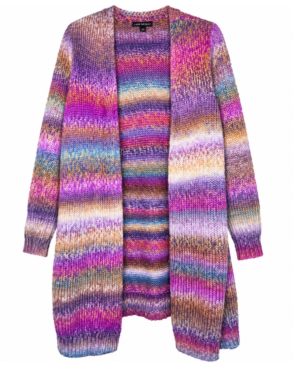 Lane Bryant Plus Size Multicolor Purple-Pink Knit Open Cardigan